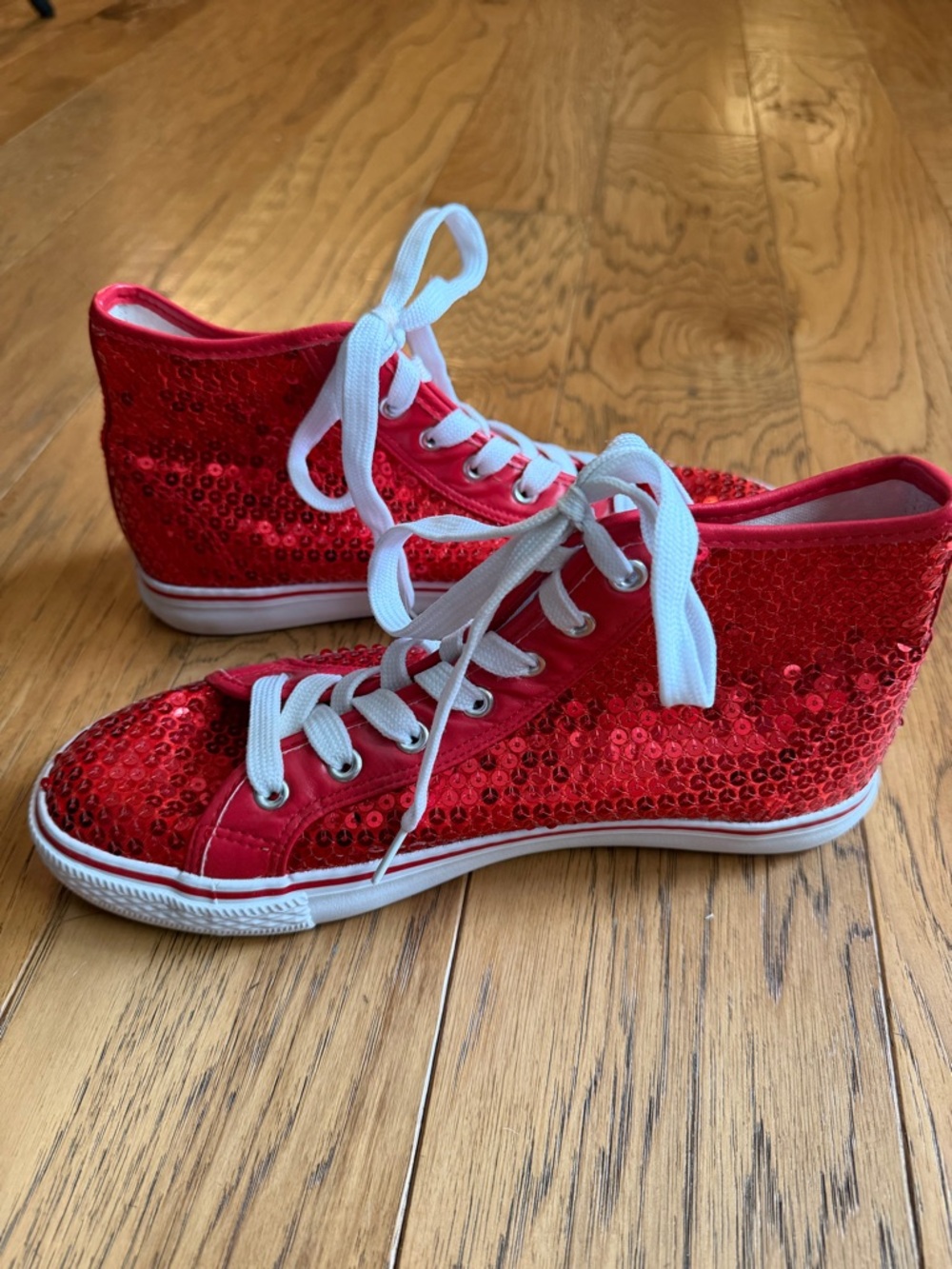 balera Red Sequin High-Top Sneakers